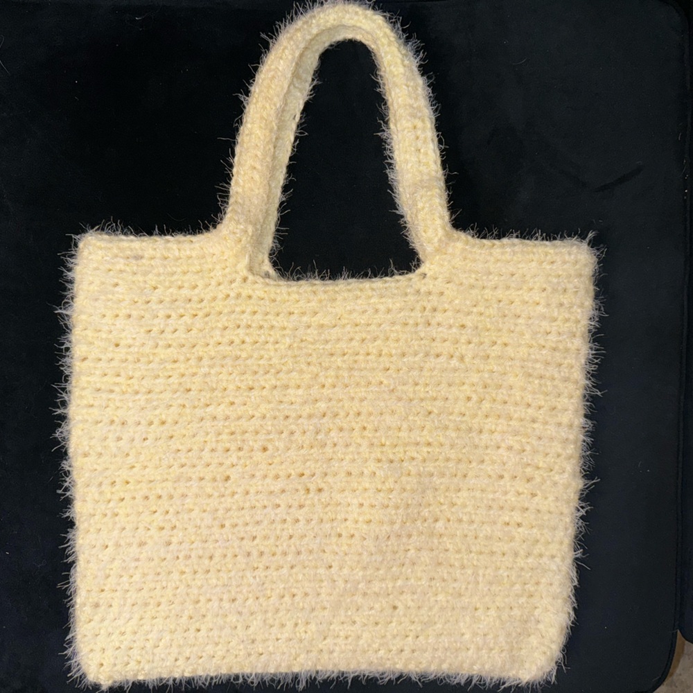 Cozy Cream Knit Tote Bag